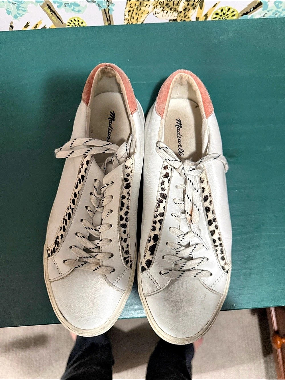 Madewell Sidewalk Low-Top Sneakers in Painted Leopard Colorblock Calf Hair